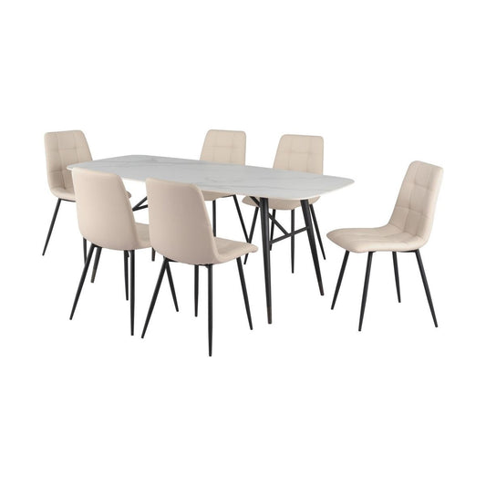 Nolan Dining Set - White/beige