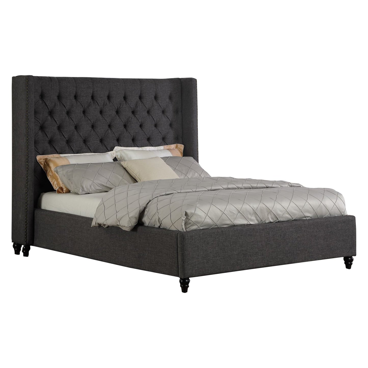 Bella Platform Bed, Grey - Queen