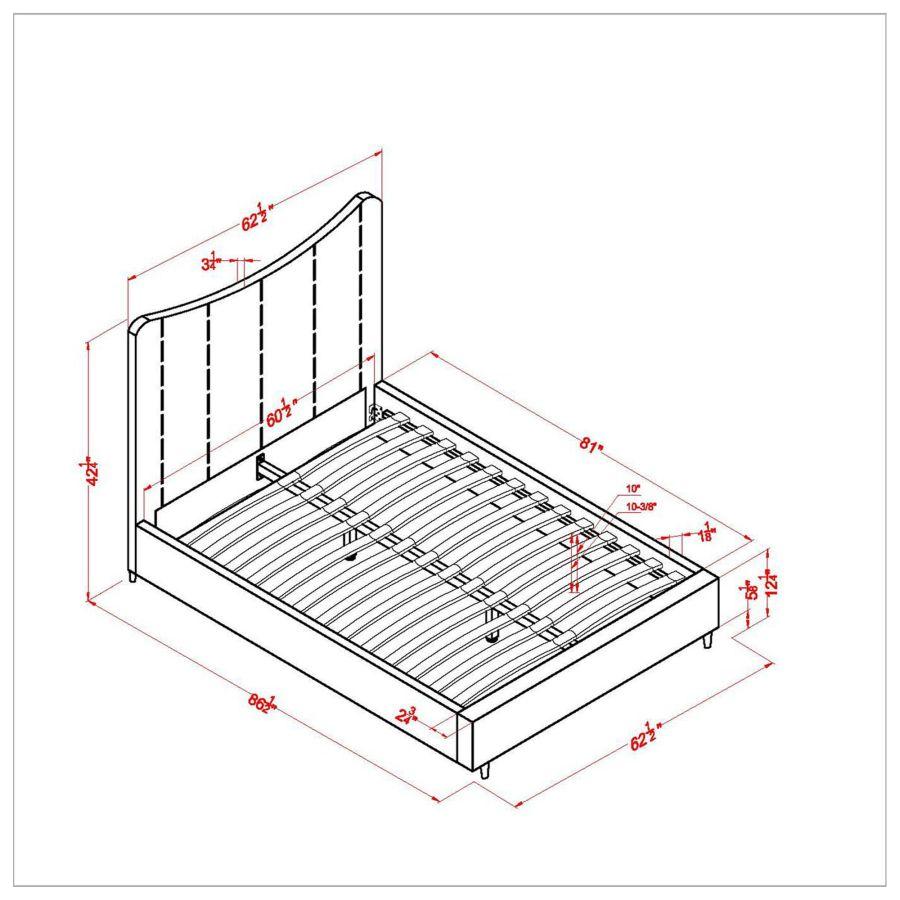 Rimo 60" Queen Platform Bed in Grey