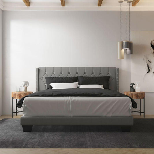 Gunner 78" King Bed in Light Grey