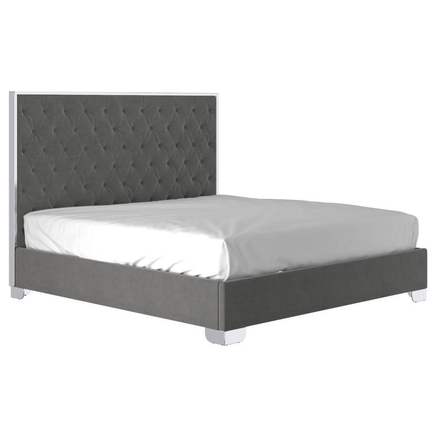 Lucille 78" King Bed in Grey and Silver