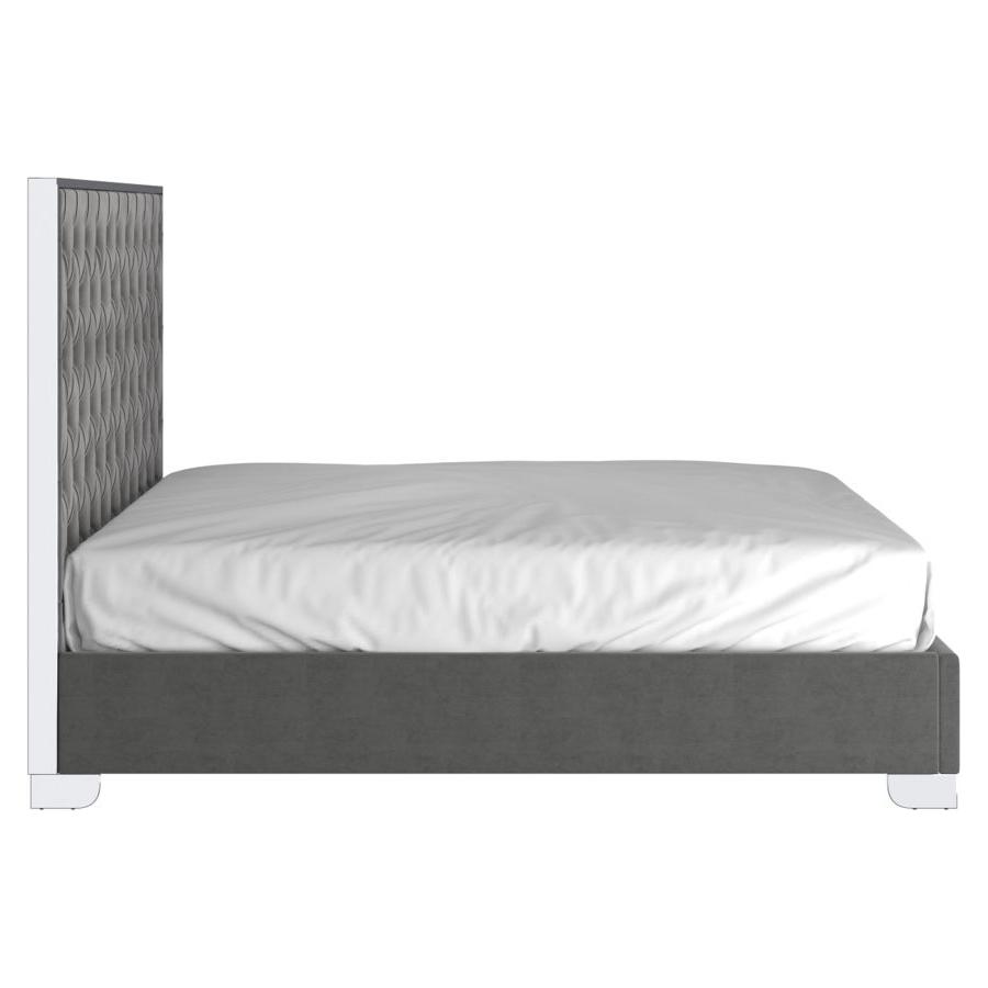 Lucille 78" King Bed in Grey and Silver