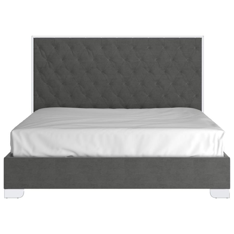 Lucille 78" King Bed in Grey and Silver