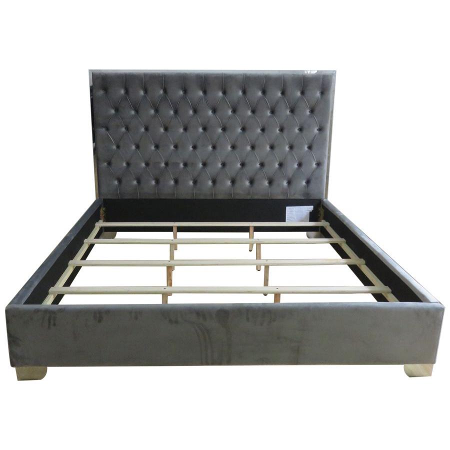 Lucille 78" King Bed in Grey and Silver