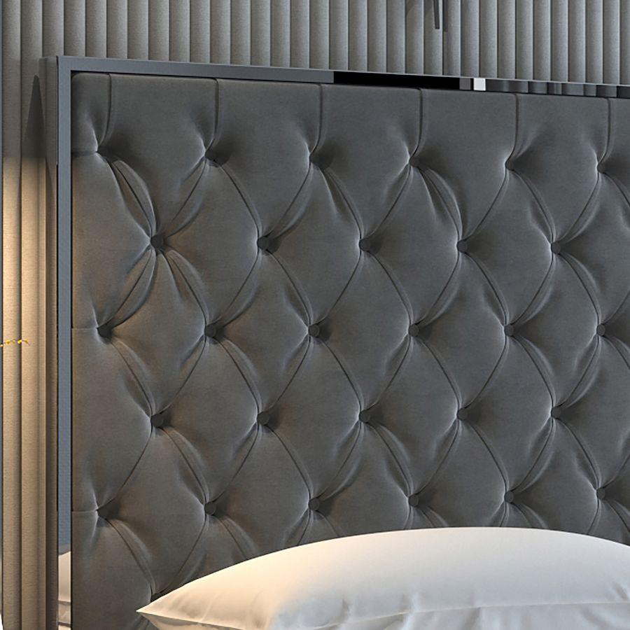 Lucille 78" King Bed in Grey and Silver