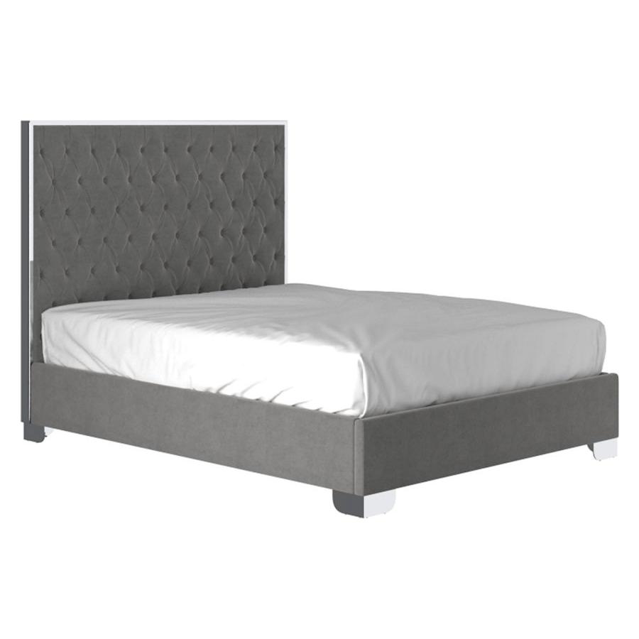 Lucille 60" Queen Bed in Grey and Silver