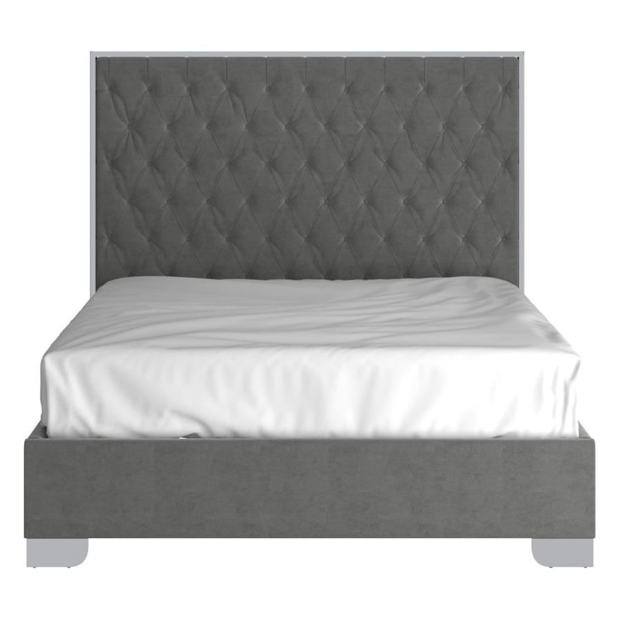 Lucille 60" Queen Bed in Grey and Silver