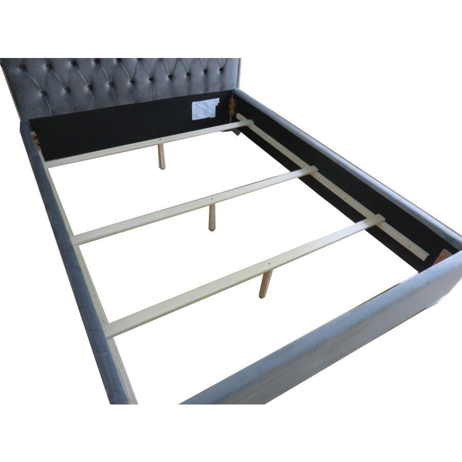 Lucille 60" Queen Bed in Grey and Silver