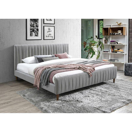 Hannah 78" King Platform Bed in Light Grey