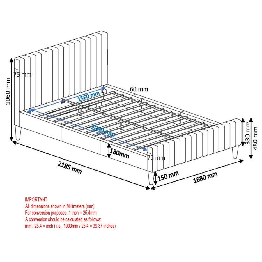 Hannah 60" Queen Platform Bed in Charcoal