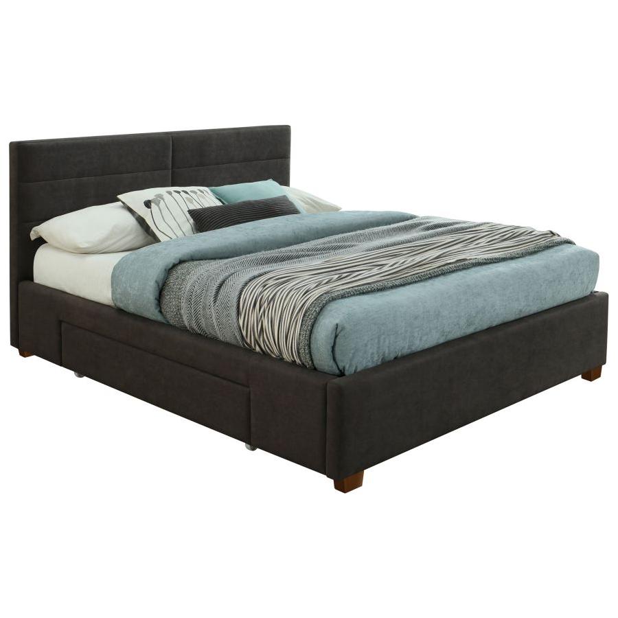 Emilio 60" Queen Platform Bed W/Drawer in Charcoal