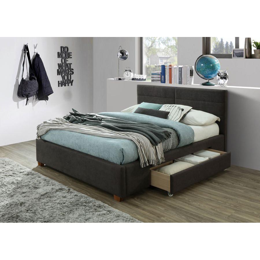 Emilio 60" Queen Platform Bed W/Drawer in Charcoal