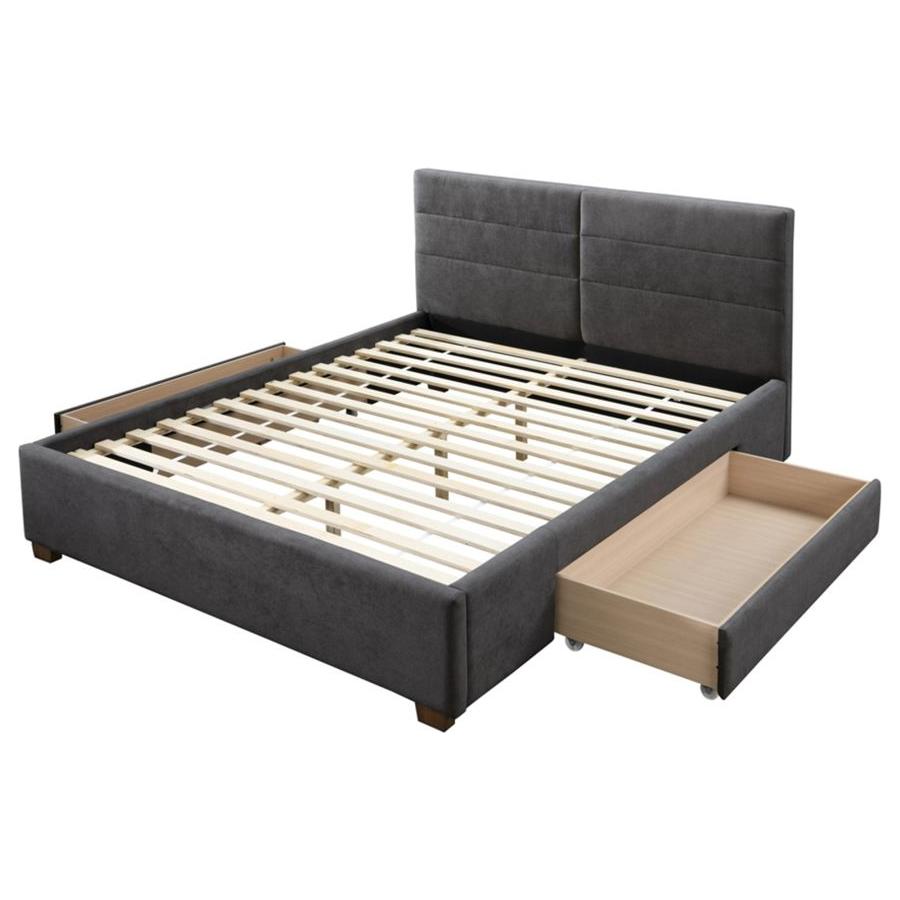 Emilio 60" Queen Platform Bed W/Drawer in Charcoal