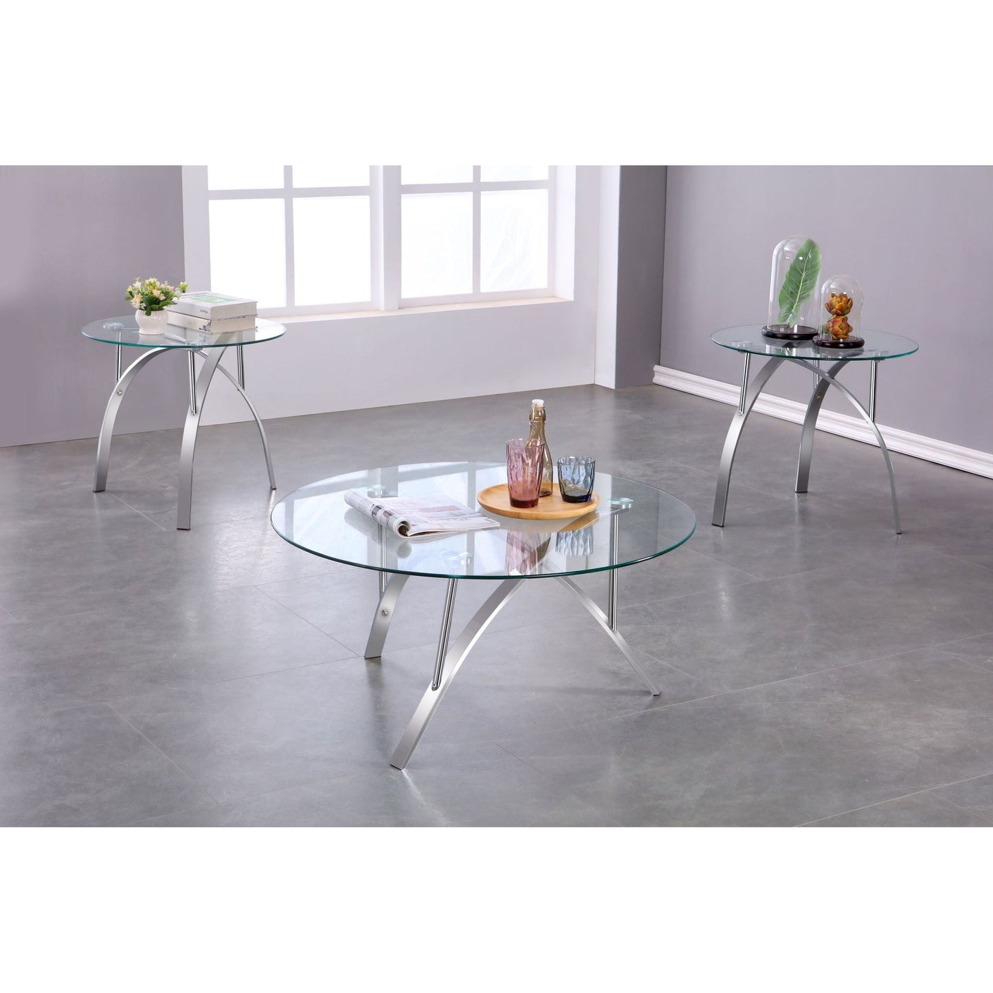 Rogan 3-Piece Coffee Table Set - Silver