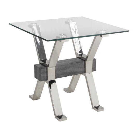 End Table, Grey/silver