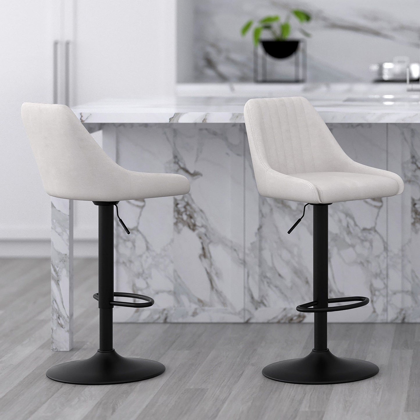 Kron Adjustable Height Air-Lift Swivel Stool (Set of 2)