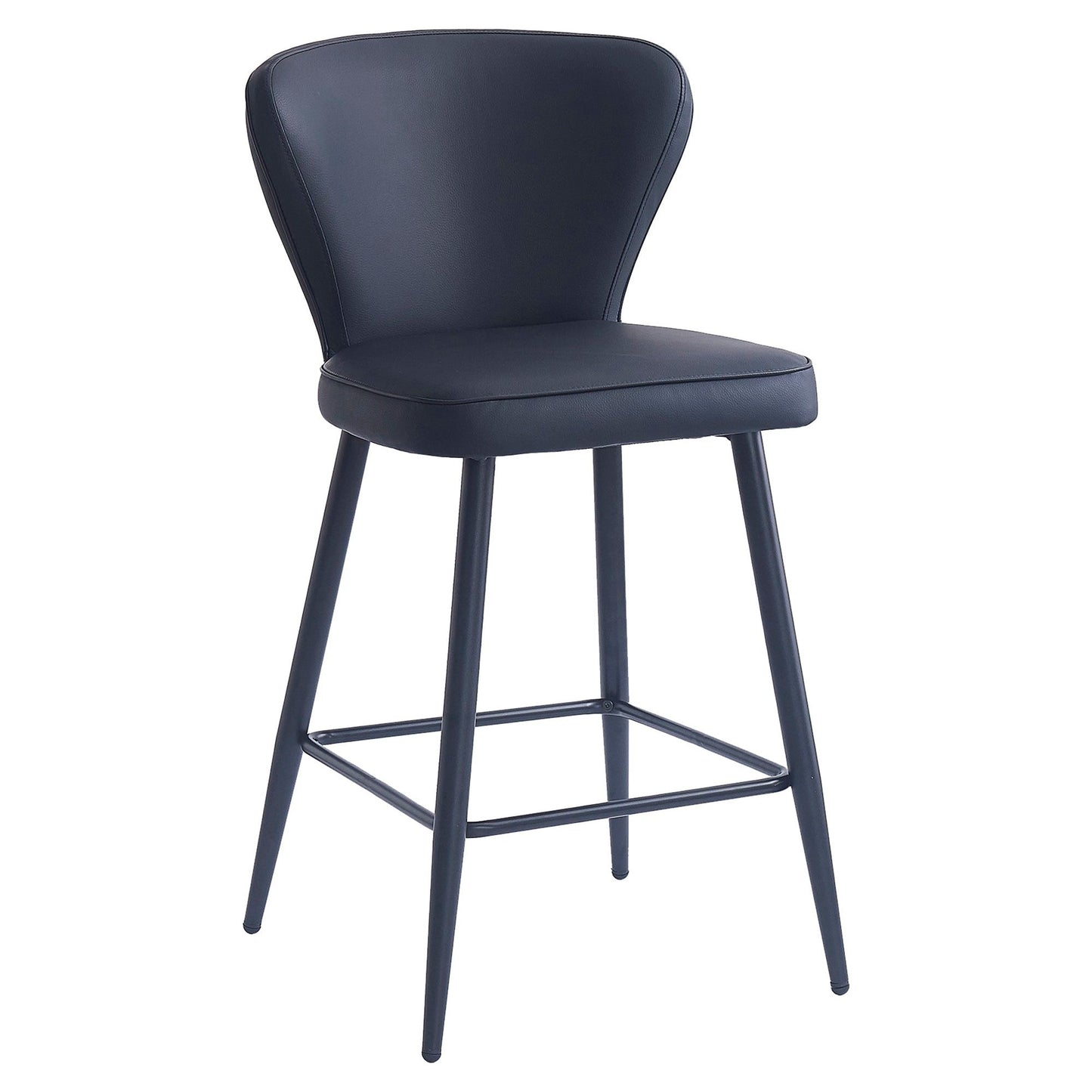 Clover 26" Counter Stool, Set of 2, in Black Faux Leather and Black