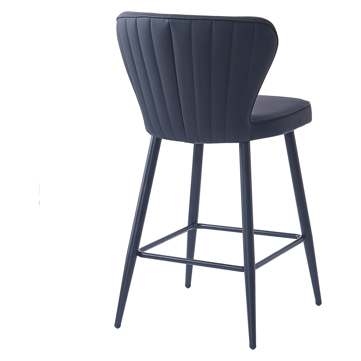 Clover 26" Counter Stool, Set of 2, in Black Faux Leather and Black