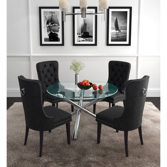 Solara II/Rizzo 5pc Dining Set in Chrome with Black Chair