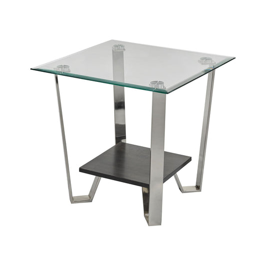 End Table, Espresso/silver