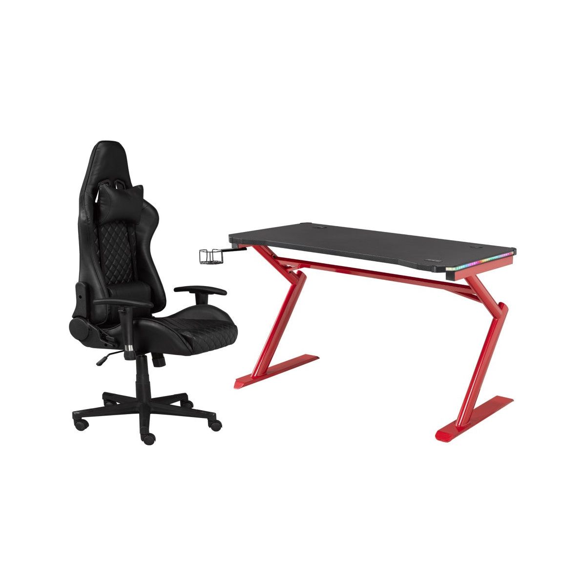 Justin Gaming Desk & Chair Set, Black/Red