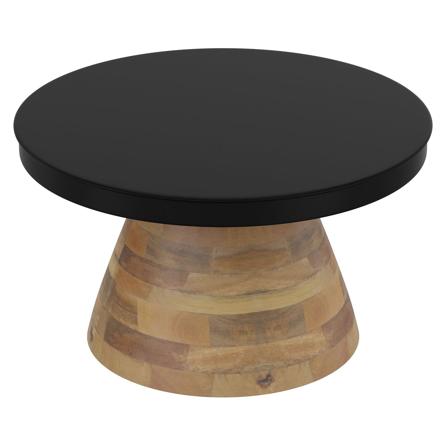 Boden Round Coffee Table in Black and Walnut