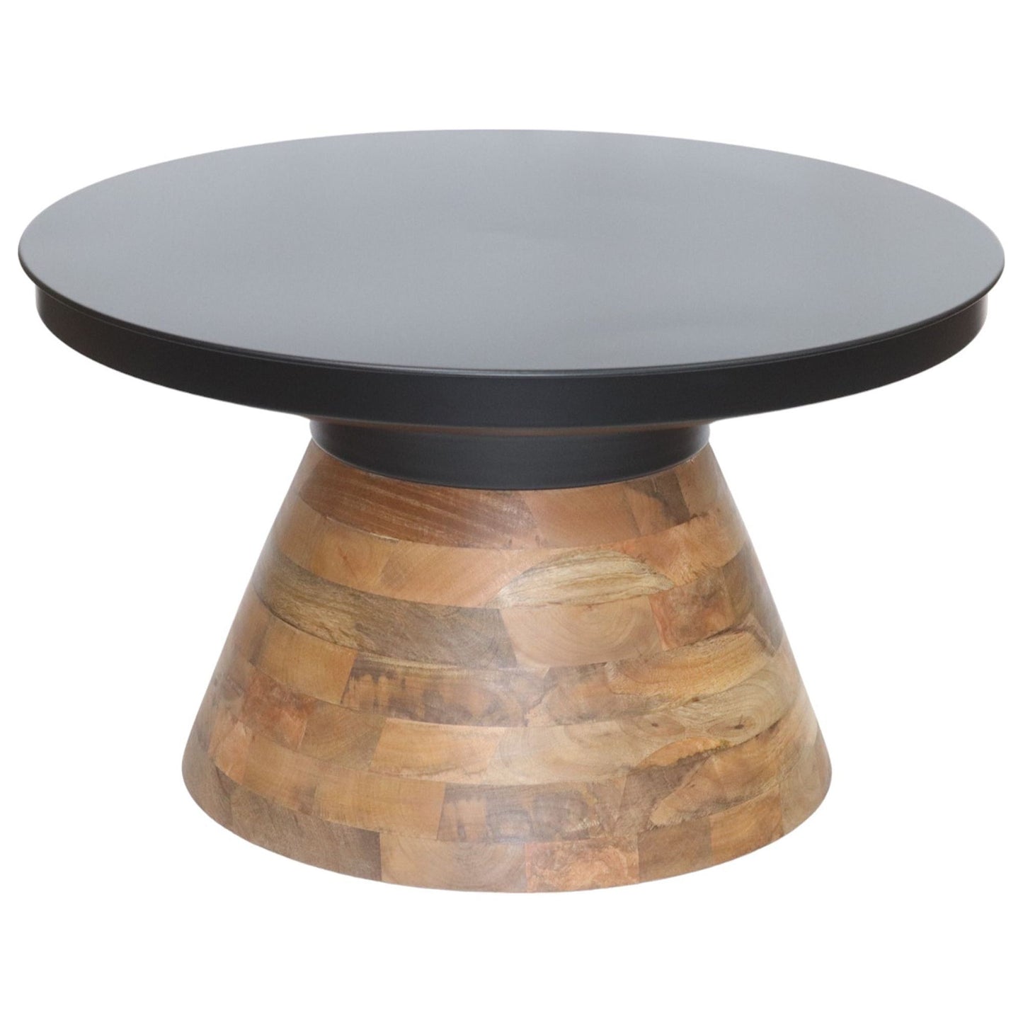 Boden Round Coffee Table in Black and Walnut