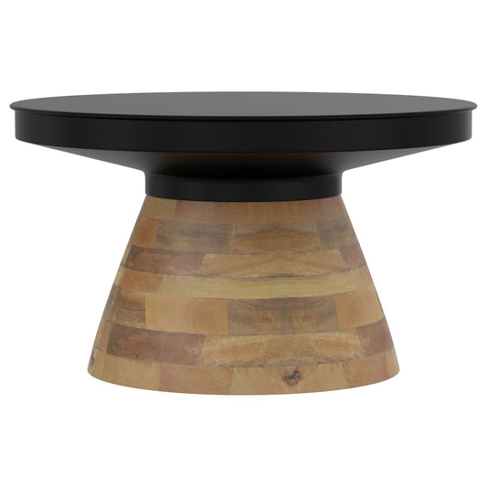 Boden Round Coffee Table in Black and Walnut