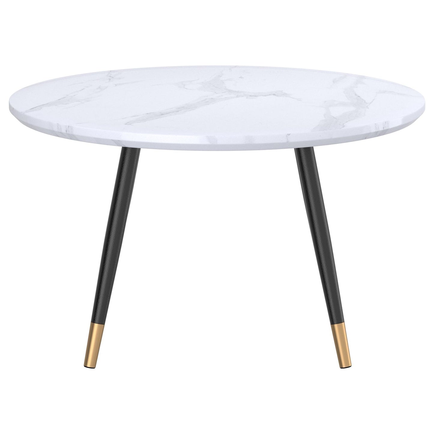 Emery Round Coffee Table in White and Black