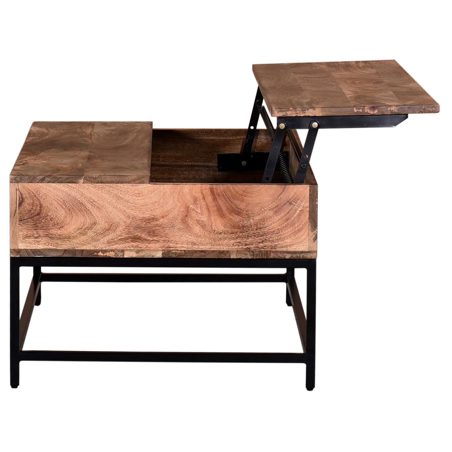 Ojas Lift-Top Coffee Table in Natural Burnt and Black