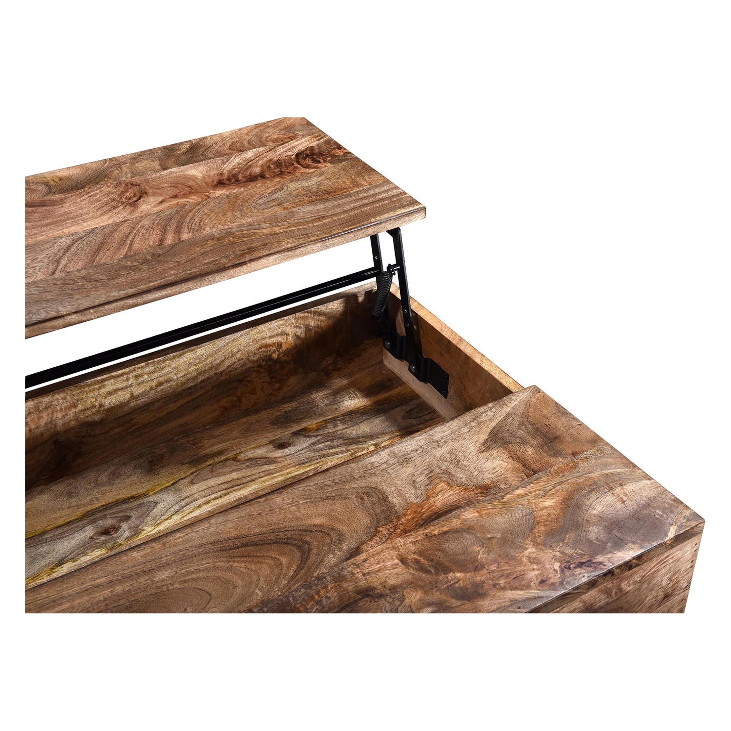 Ojas Lift-Top Coffee Table in Natural Burnt and Black