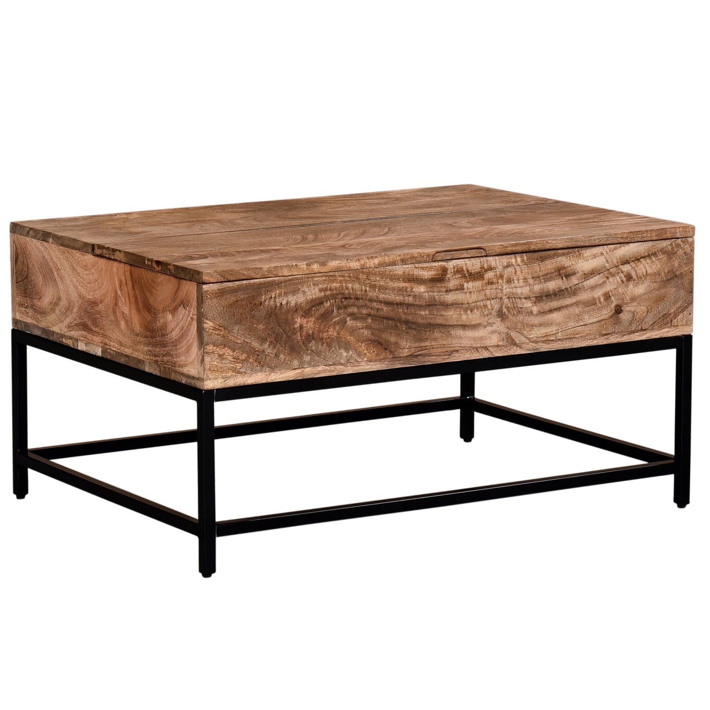 Ojas Lift-Top Coffee Table in Natural Burnt and Black