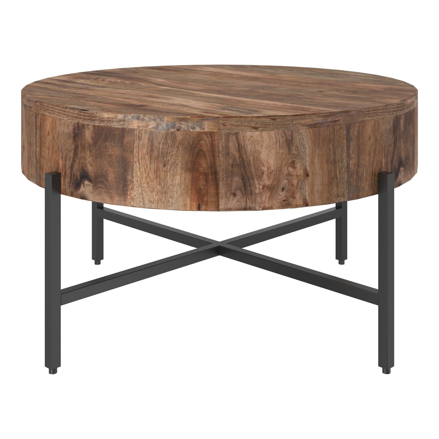 Blox Round Coffee Table in Natural and Black