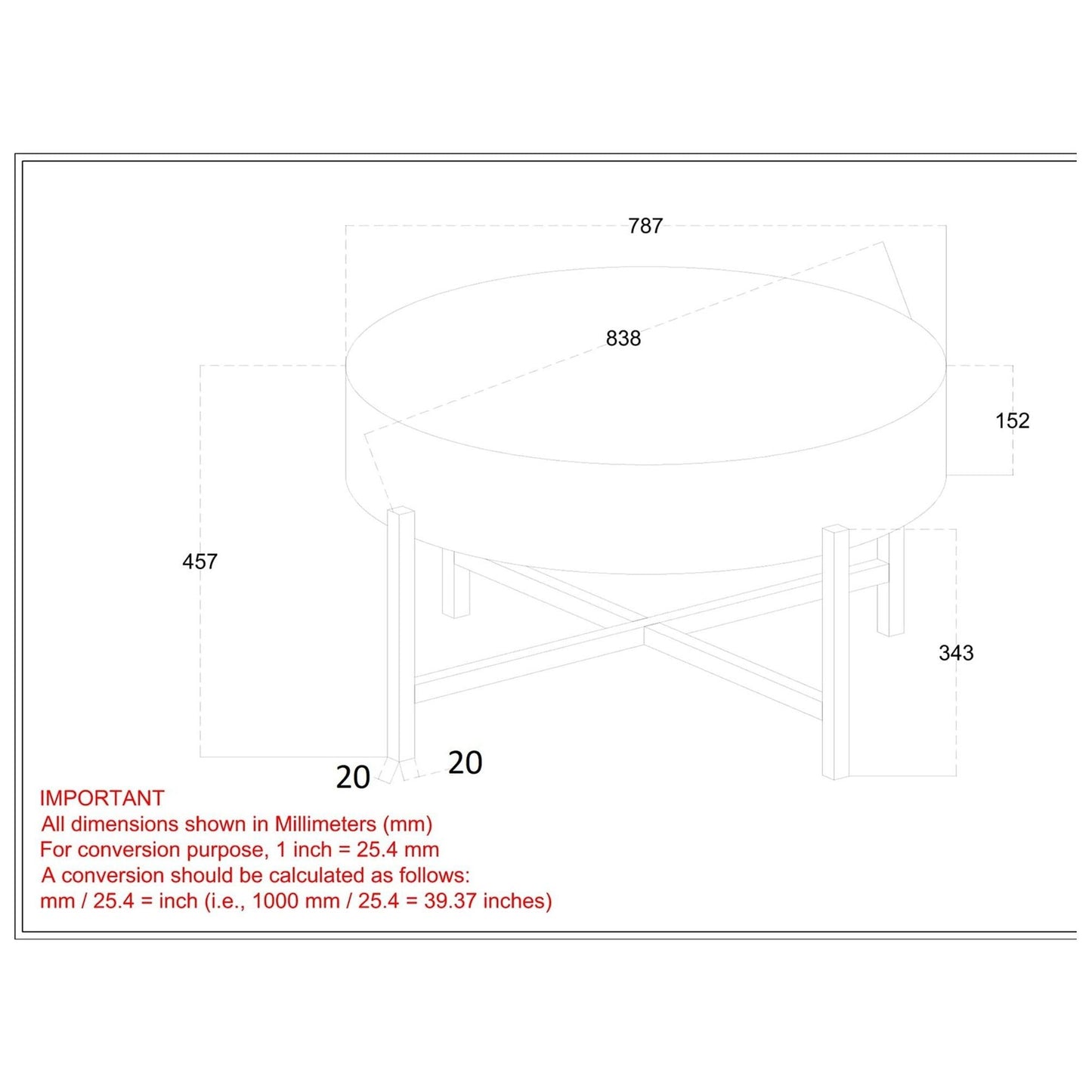 Blox Round Coffee Table in Natural and Black