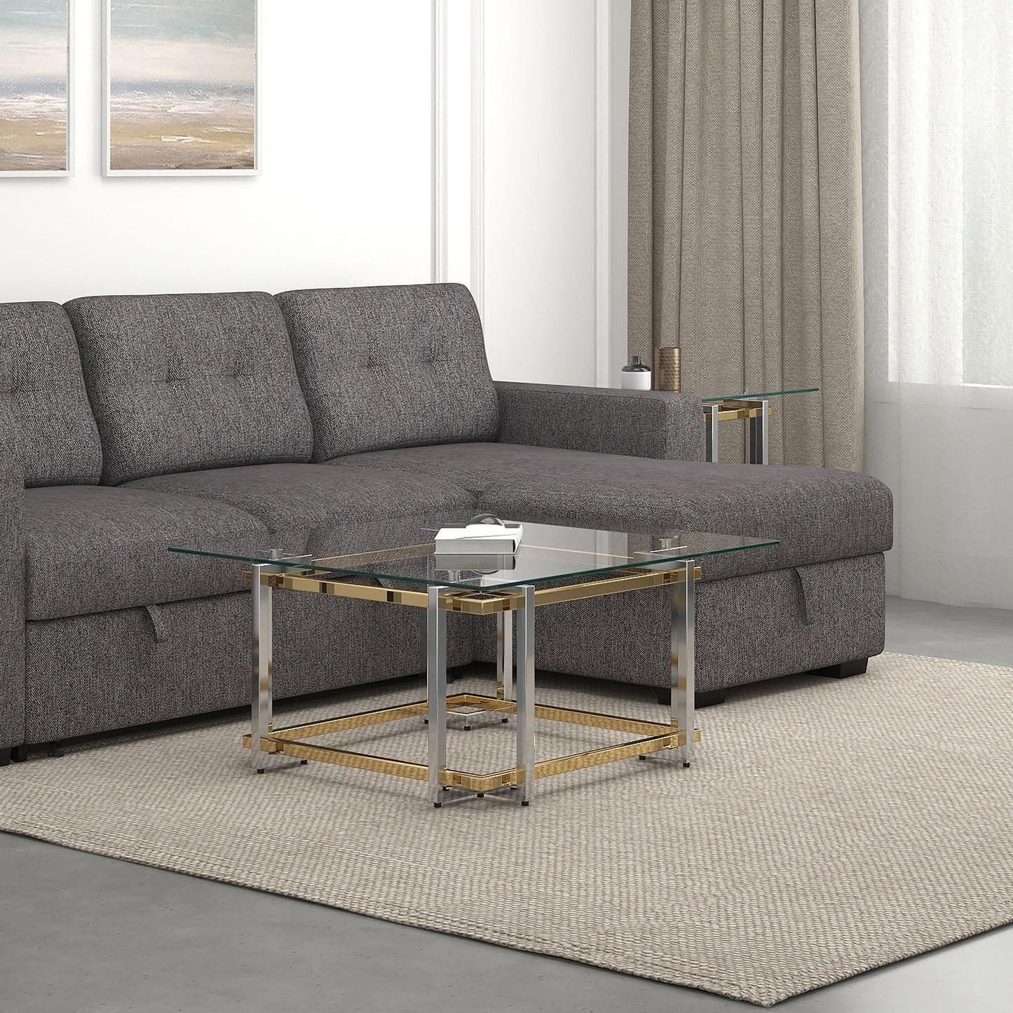 Florina Coffee Table in Silver and Gold