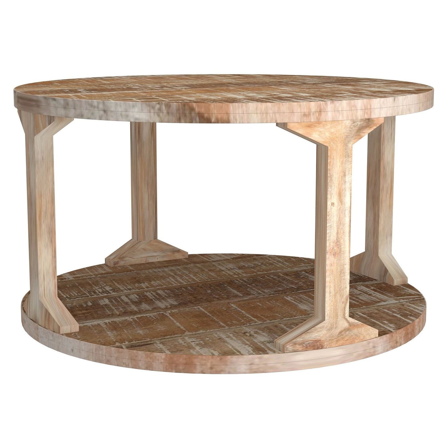 Avni Round Coffee Table in Distressed Natural