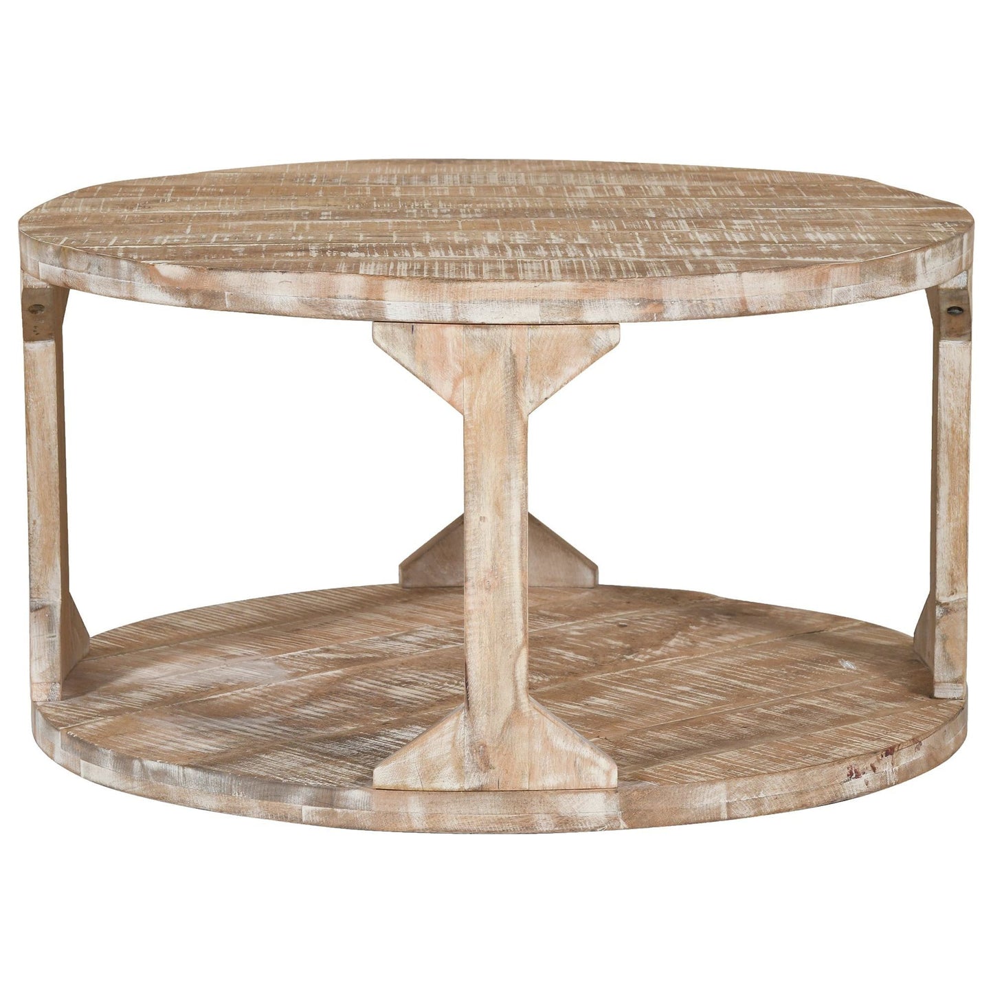 Avni Round Coffee Table in Distressed Natural