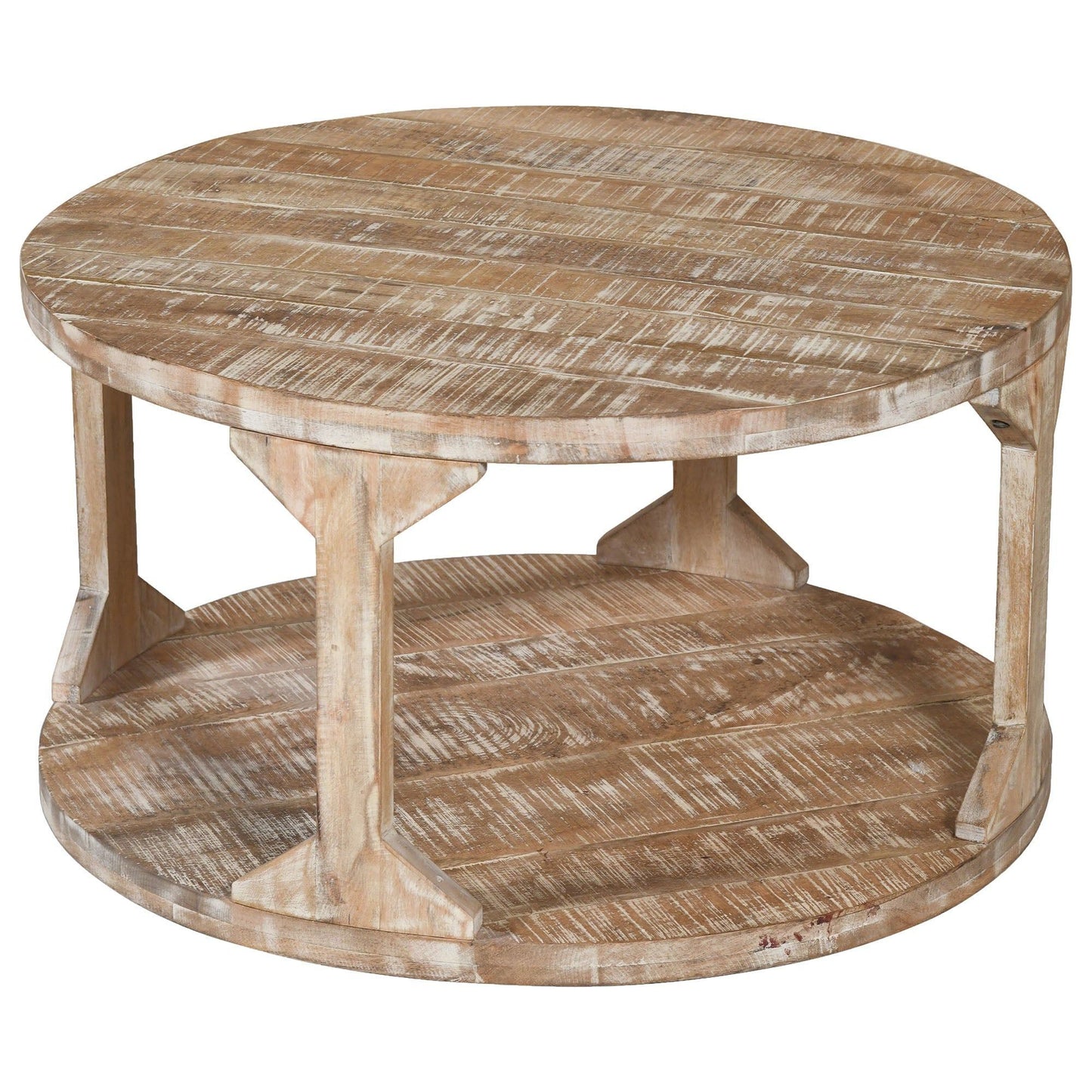 Avni Round Coffee Table in Distressed Natural