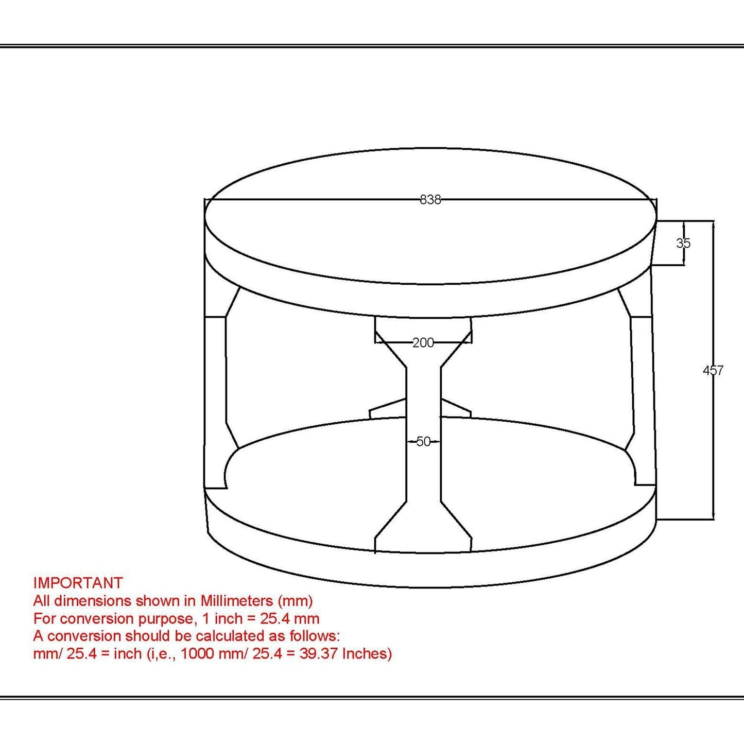 Avni Round Coffee Table in Distressed Natural