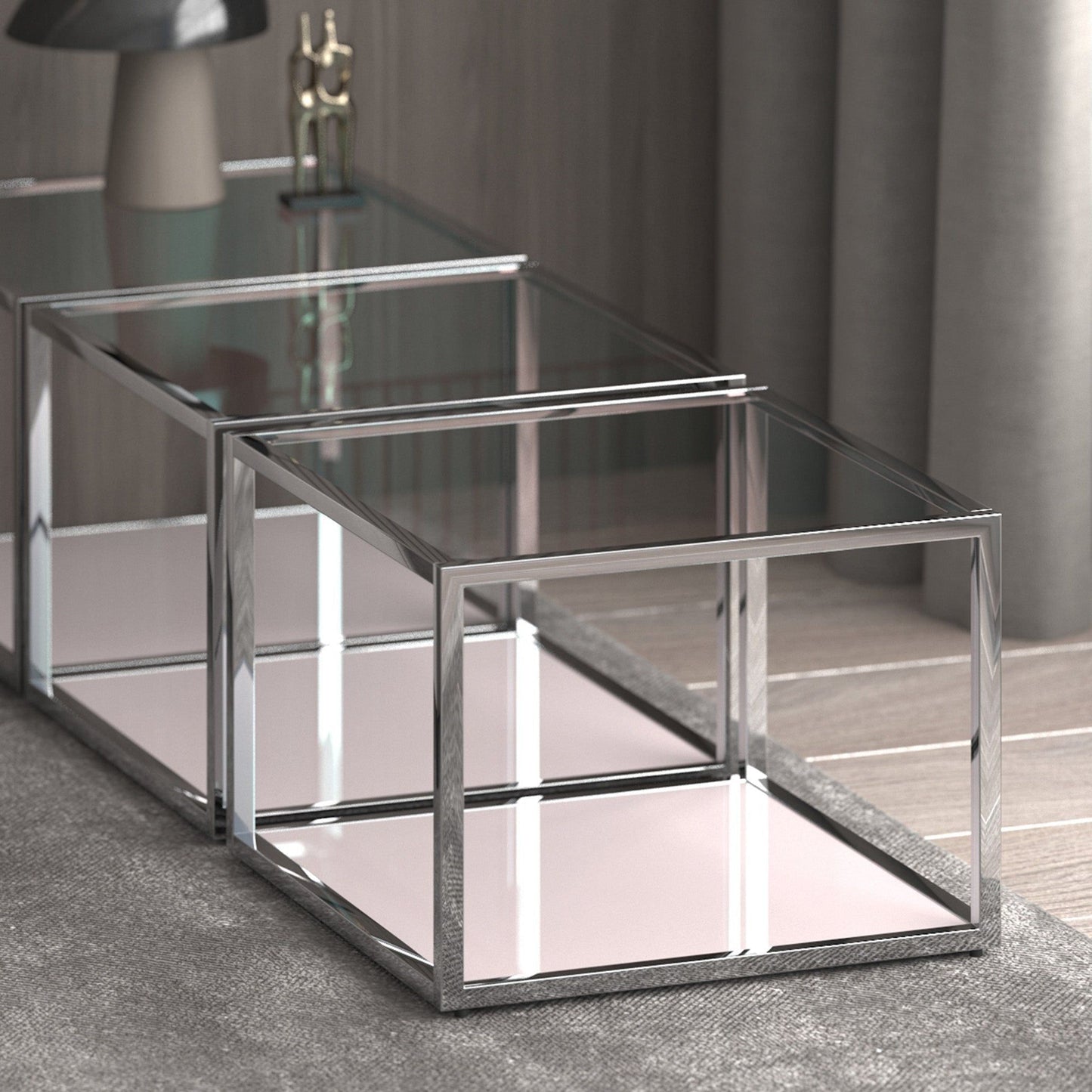 Casini Large Square Coffee Table in Silver