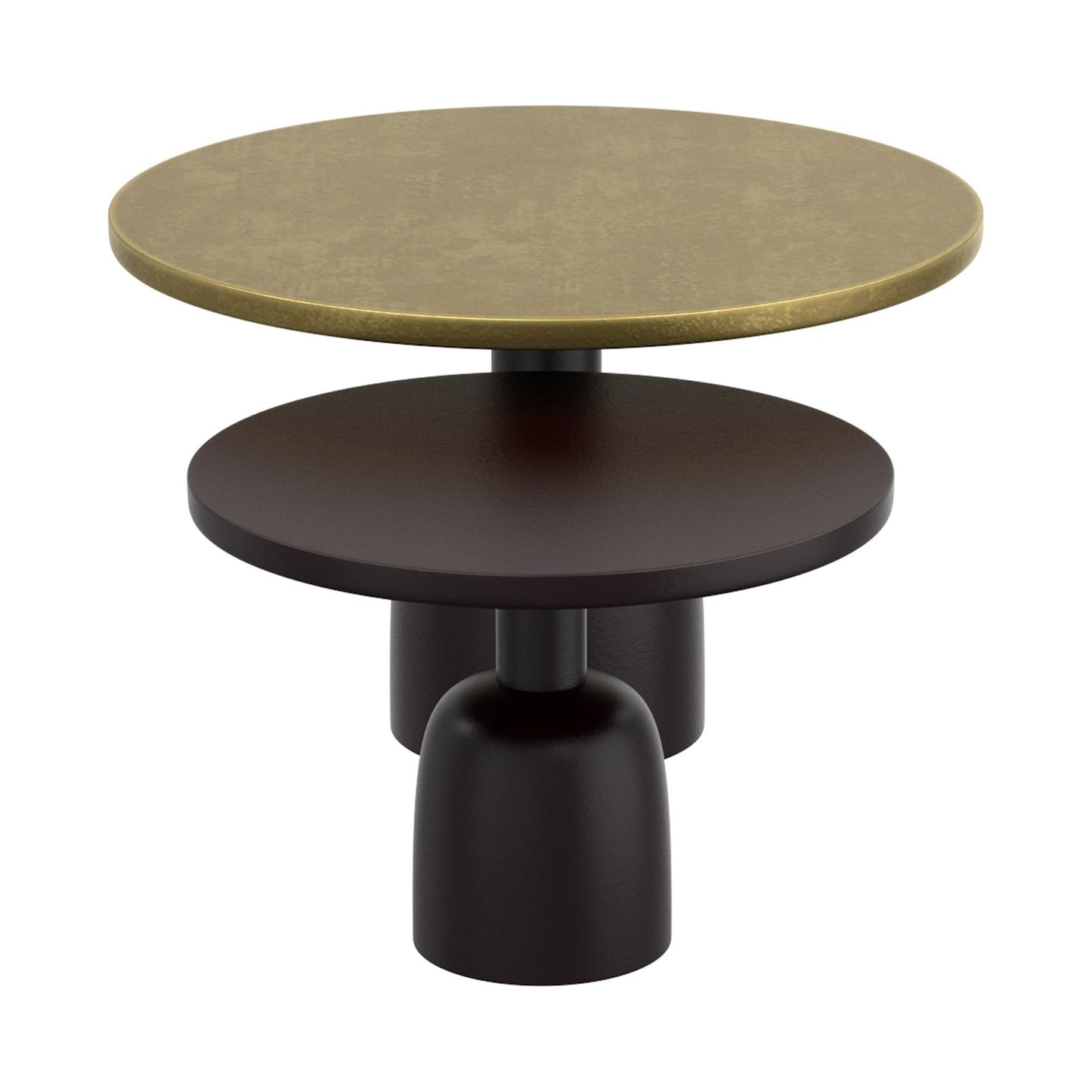 Adira 2pc Round Coffee Table Set in Antique Gold and Black