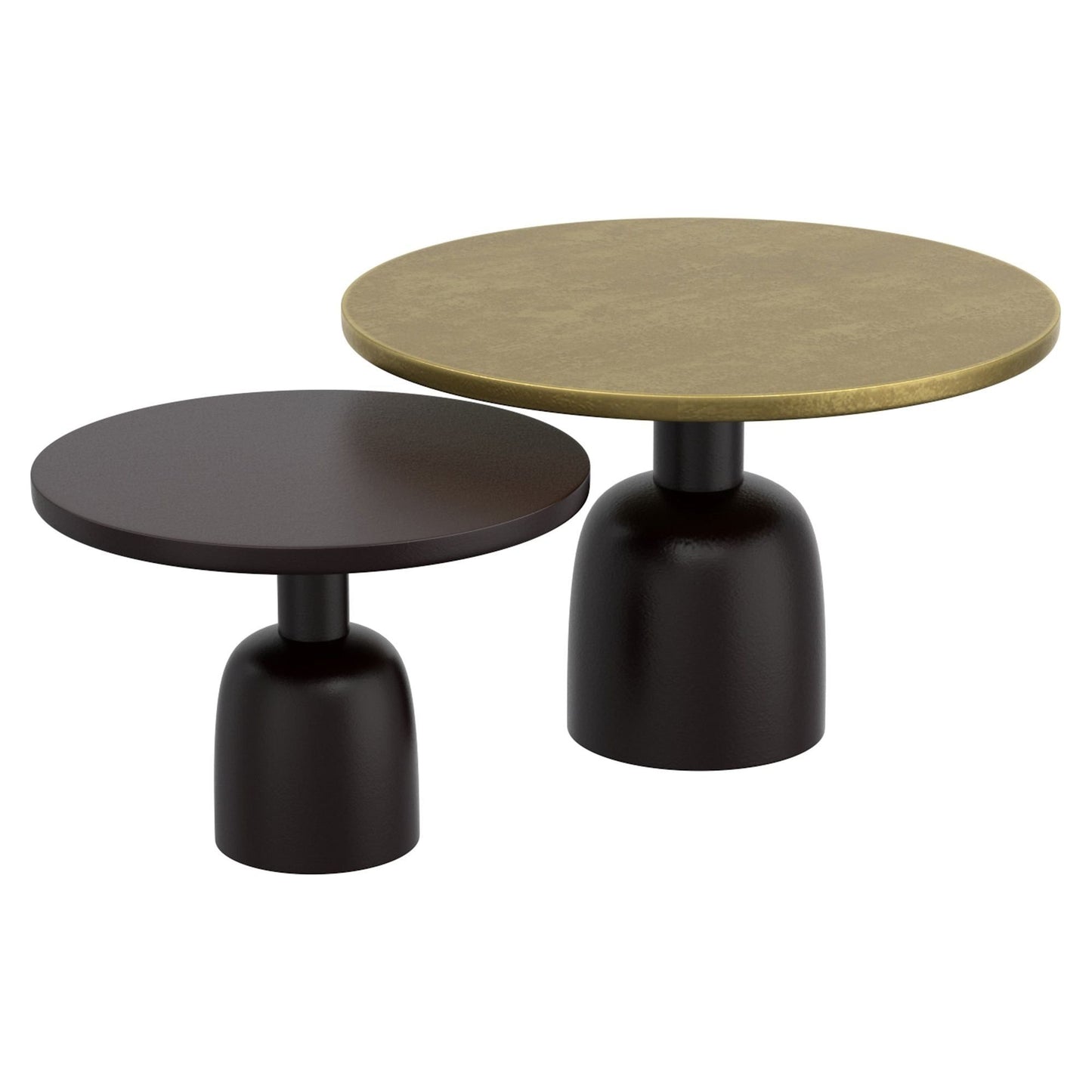 Adira 2pc Round Coffee Table Set in Antique Gold and Black