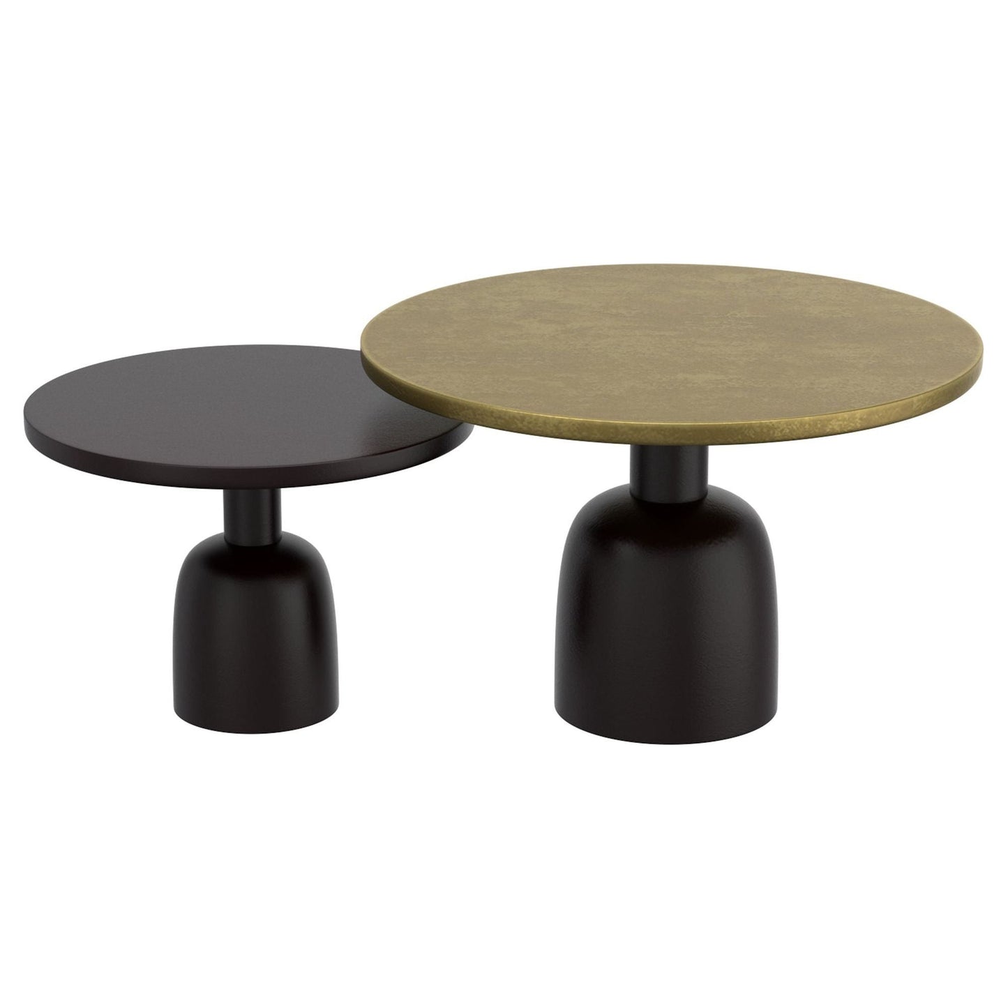 Adira 2pc Round Coffee Table Set in Antique Gold and Black