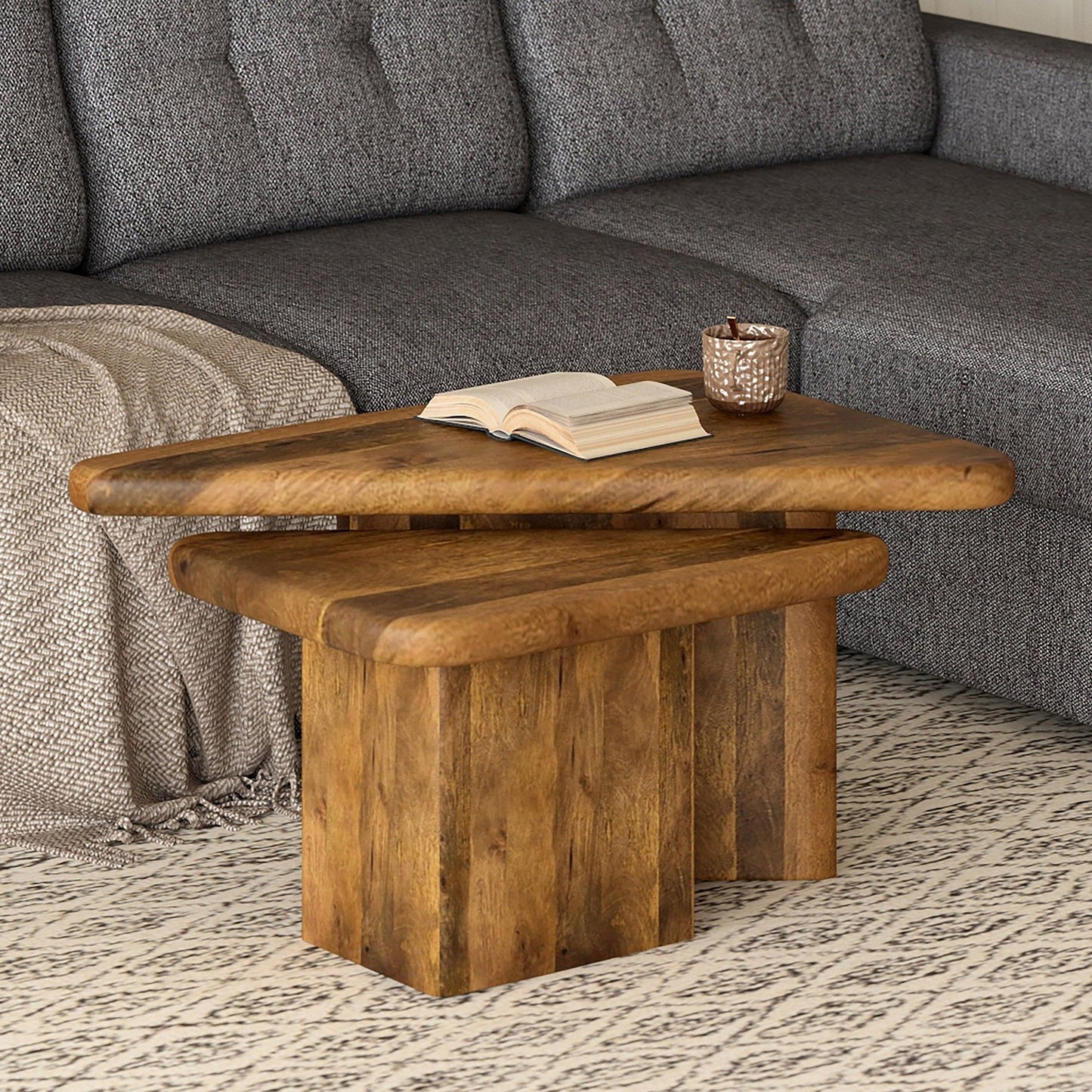 Draco 2pc Coffee Table Set in Walnut