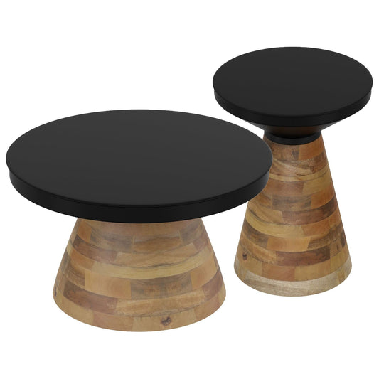 Boden 2pc Coffee Table Set in Black with Walnut