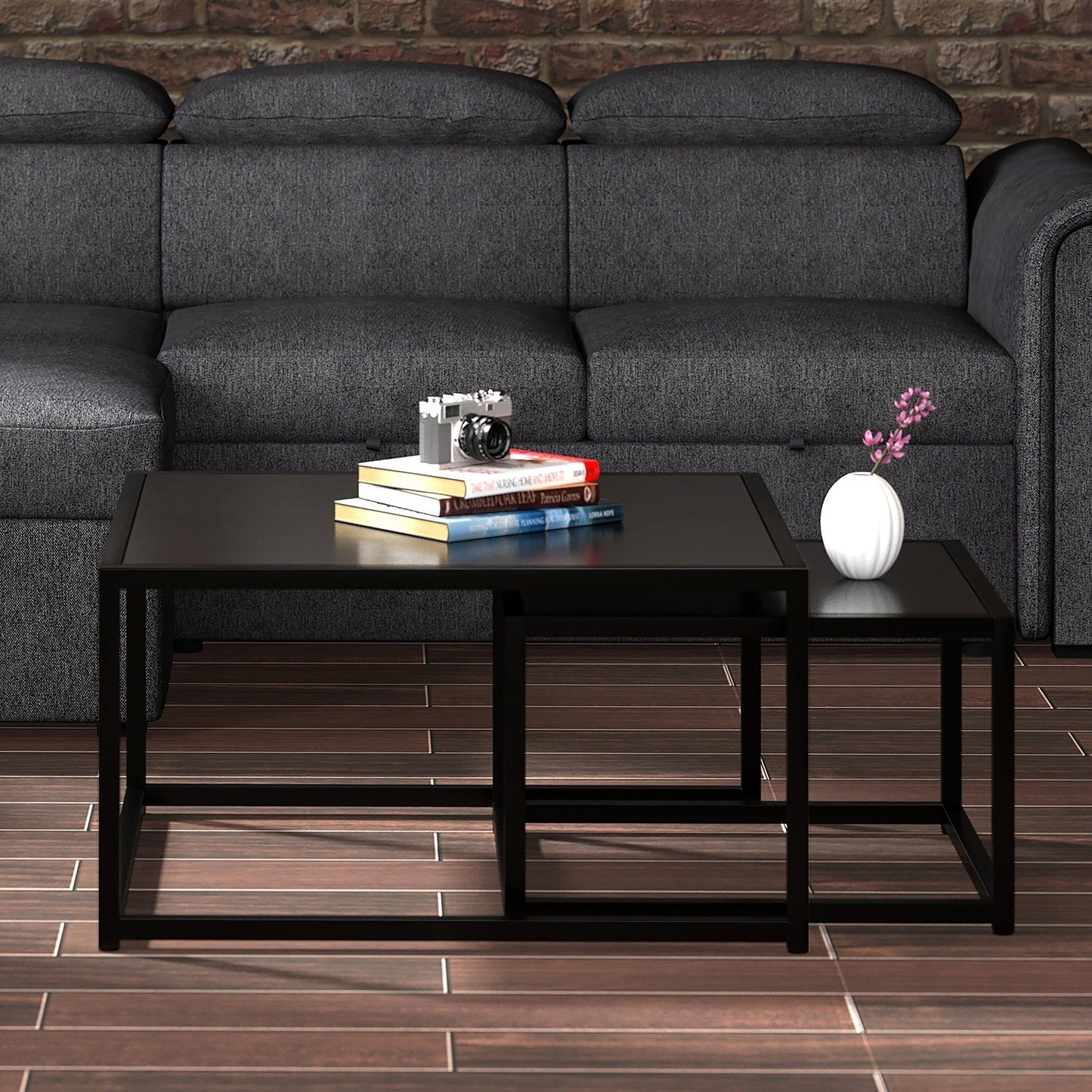 Quinn 2pc Coffee Table Set in Black