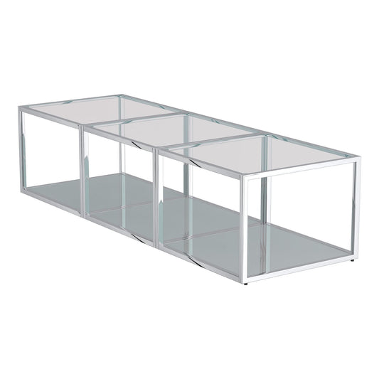 Casini 3pc Small Coffee Table Set in Silver