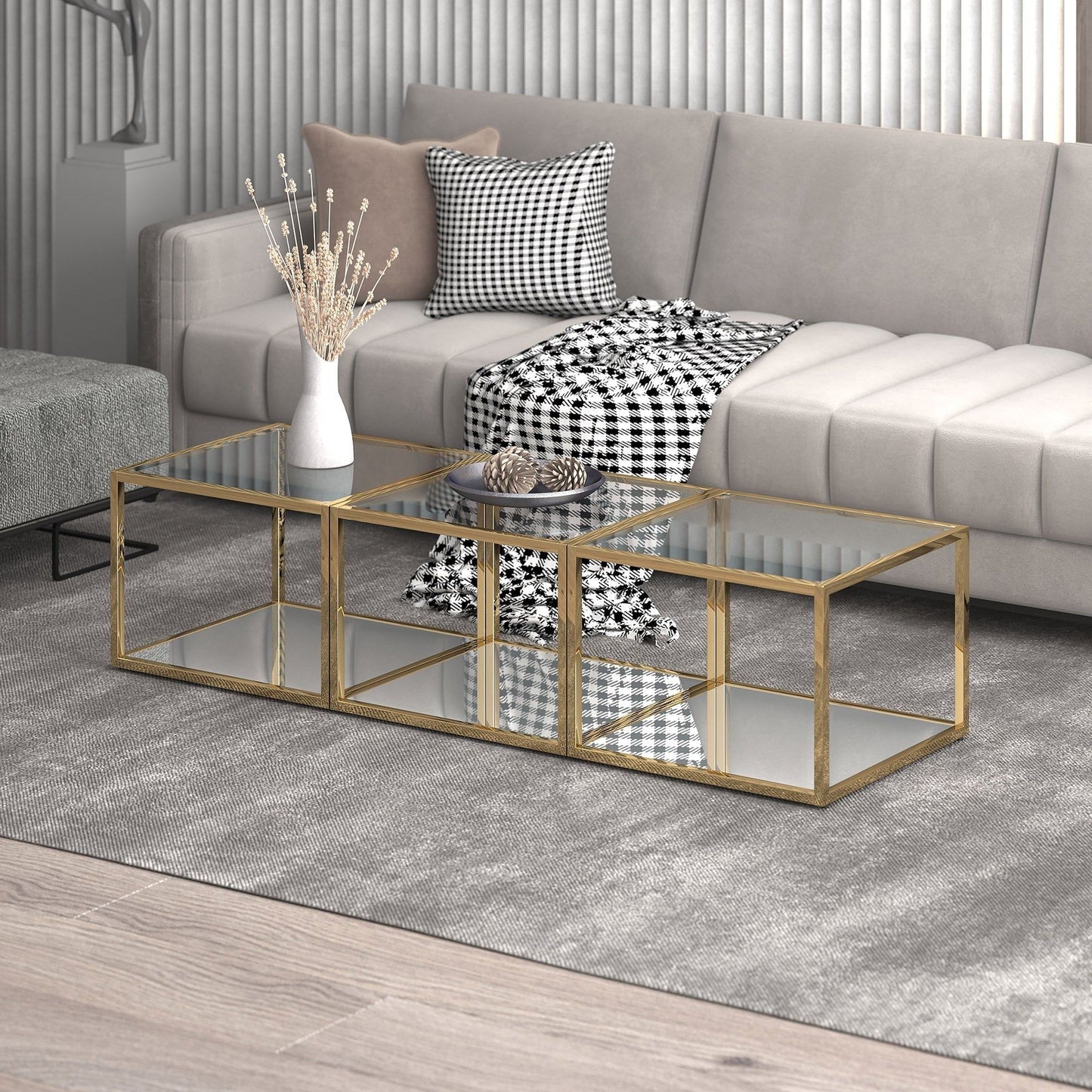 Casini 3pc Small Coffee Table Set in Gold