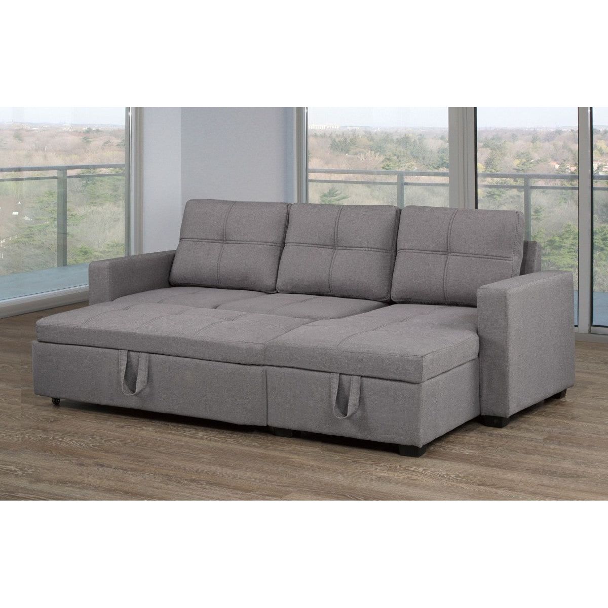 Chan LHF/RHF Reversible Sleeper Sectional w/Storage - Grey