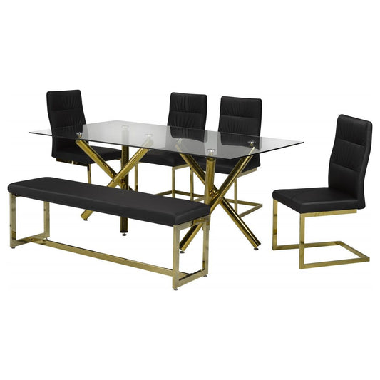 Celeste Dining Set, Black/Gold